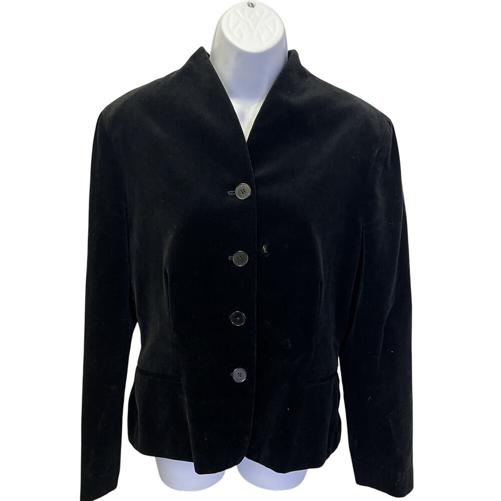 🖤Lauren Ralph Lauren 16 Black Velvet Blazer Jacket Tailored Evening Uptown Punk